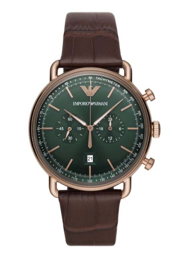 امبوريو ارماني ساعة يد كرونوغراف آفياتور مقاومة للماء بسوار جلدي طراز AR11334 - Image 1